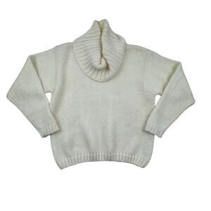 Wainscott Vintage Mohair Blend Cropped Chunky Turtleneck Sweater Women's Size M